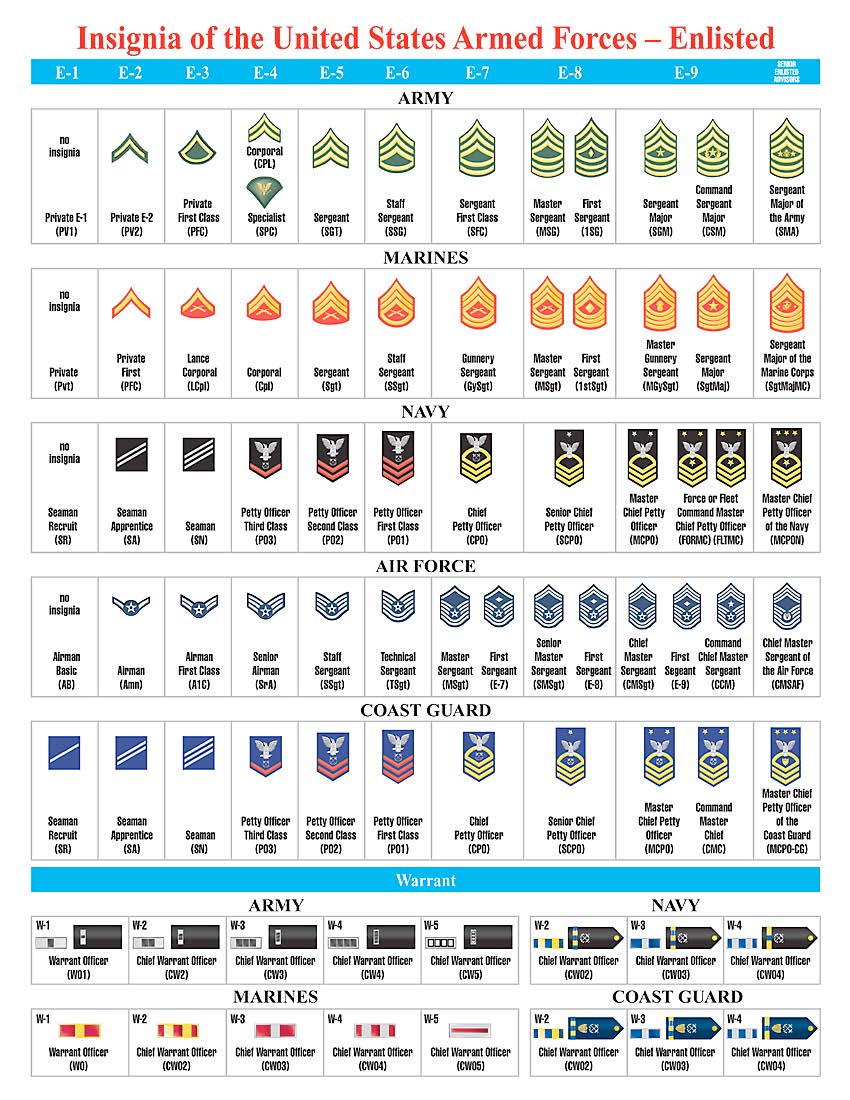 military rank insignia chart printable